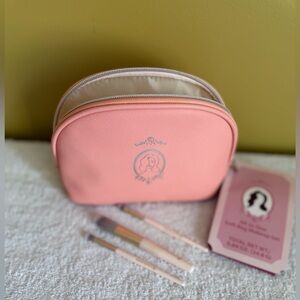 Pink Cosmetic Pouch with Silver Crest Logo